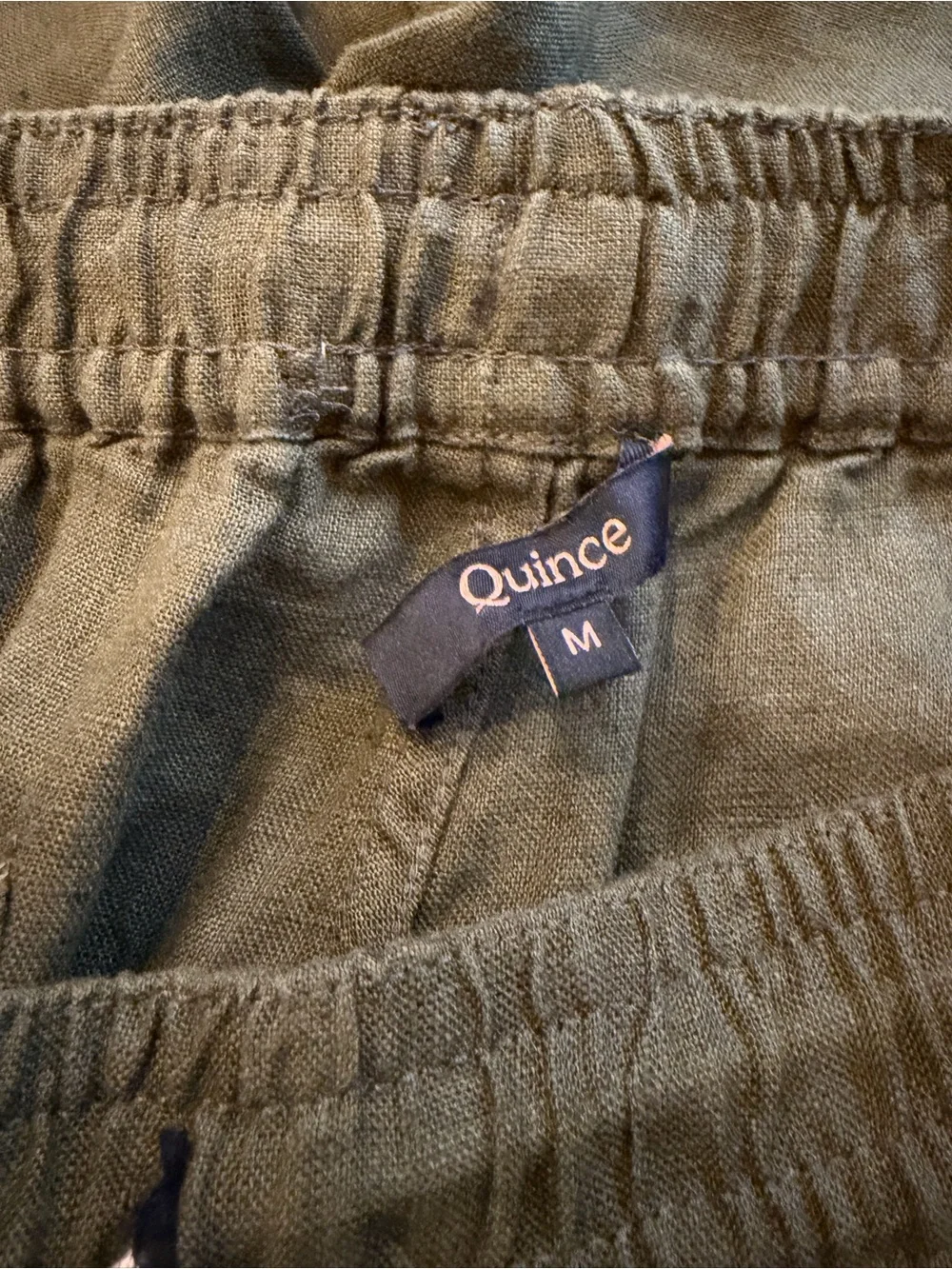 Quince Men’s European Linen Drawstring Beach Pants in Olive